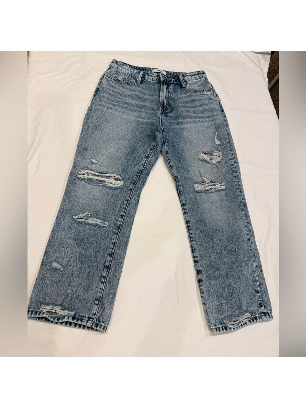 CEROS Distressed Straight Leg Jeans Size 28 Light Wash 100% Cotton - Picture 5 of 9